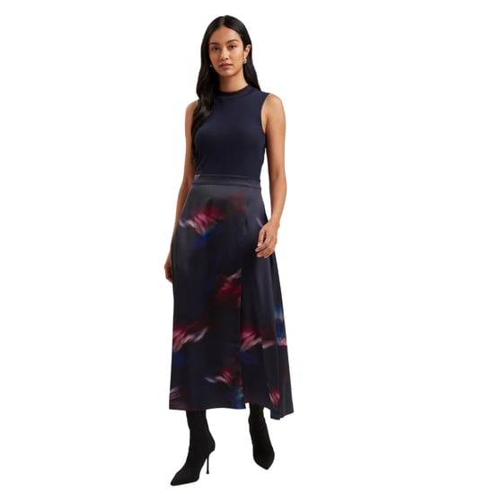Vestido Azul Marino Estampado Con Cuello Alto De Jersey Marlyee De Ted Baker - Image 4
