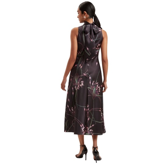 Vestido Negro Midi Lencero Con Cuello Drapeado Estampado Antua De Ted Baker - Image 4