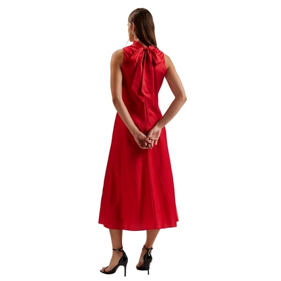 Vestido Lencero Rojo Midi Con Cuello Drapeado Estampado Aliara De Ted Baker - Image 2