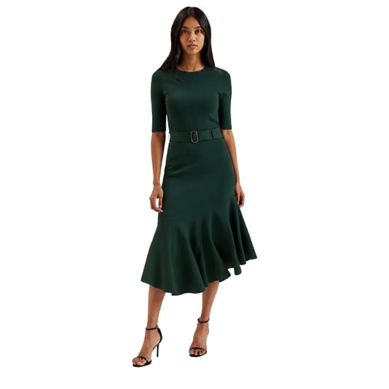 Vestido Midi De Punto Verde Oscuro Con Falda Acampanada Samalee De Ted Baker - Image 3