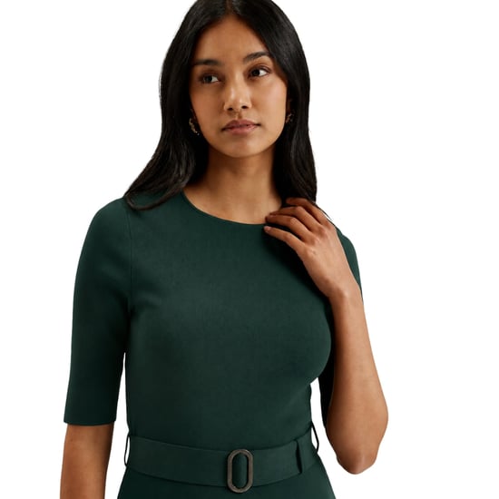 Vestido Midi De Punto Verde Oscuro Con Falda Acampanada Samalee De Ted Baker - Image 4