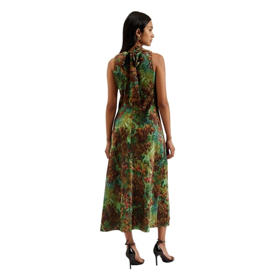 Vestido Lencero Midi Verde Con Cuello Drapeado Estampado Eyva De Ted Baker - Image 3