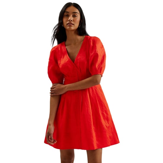 Minivestido Rojo De Lino Con Mangas Abullonadas De Ted Baker Koyo - Image 2