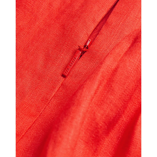 Minivestido Rojo De Lino Con Mangas Abullonadas De Ted Baker Koyo - Image 3