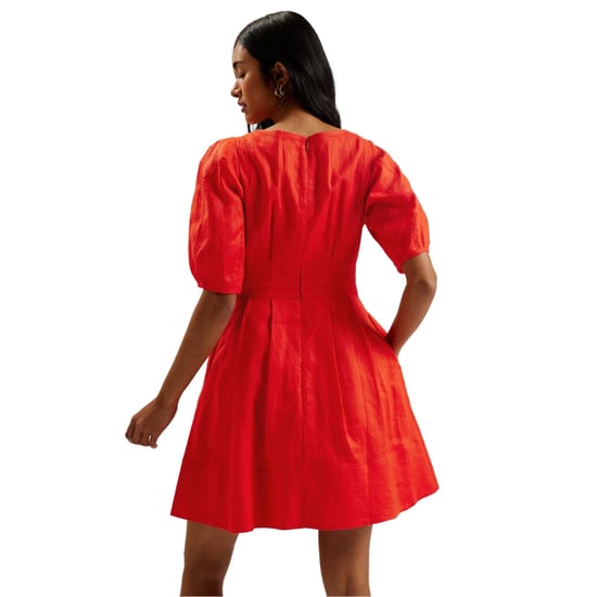 Minivestido Rojo De Lino Con Mangas Abullonadas De Ted Baker Koyo - Image 5