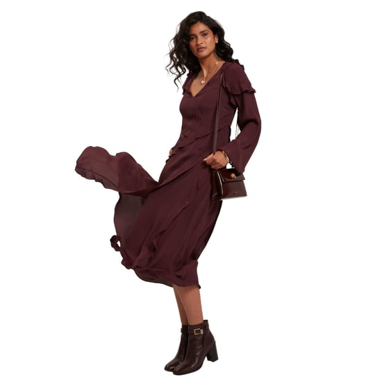 Vestido Midi De Manga Larga Con Detalle De Volantes De Ted Baker - Image 6