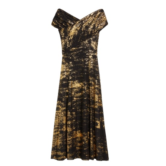 Vestido Midi Negro Con Estampado Metalizado Serinha Bardot De Ted Baker - Image 1