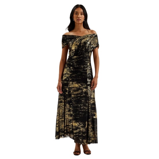 Vestido Midi Negro Con Estampado Metalizado Serinha Bardot De Ted Baker - Image 2