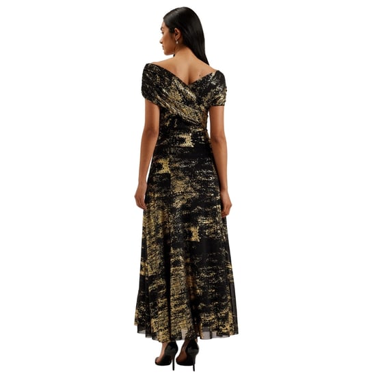 Vestido Midi Negro Con Estampado Metalizado Serinha Bardot De Ted Baker - Image 3