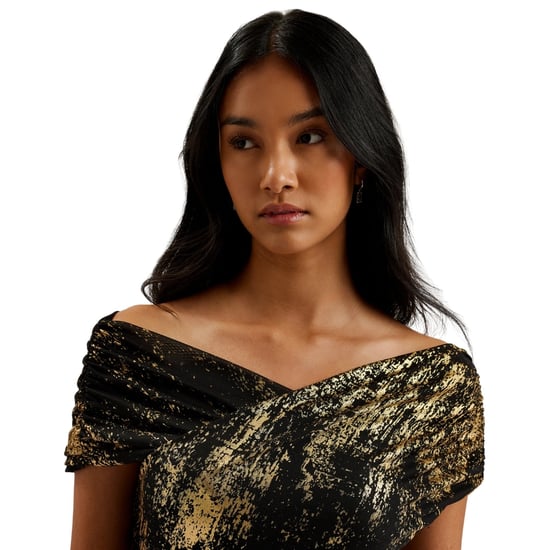 Vestido Midi Negro Con Estampado Metalizado Serinha Bardot De Ted Baker - Image 4