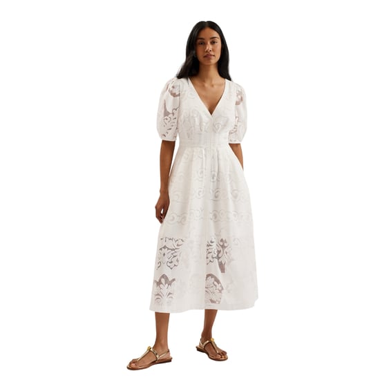Vestido Midi Blanco De Manga Abullonada Con Encaje Agnel De Ted Baker - Image 2