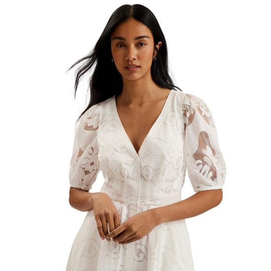 Vestido Midi Blanco De Manga Abullonada Con Encaje Agnel De Ted Baker - Image 3