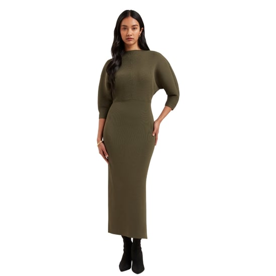Vestido Largo De Punto Acanalado Esculpido Vanitha De Ted Baker En Verde Oscuro - Image 3