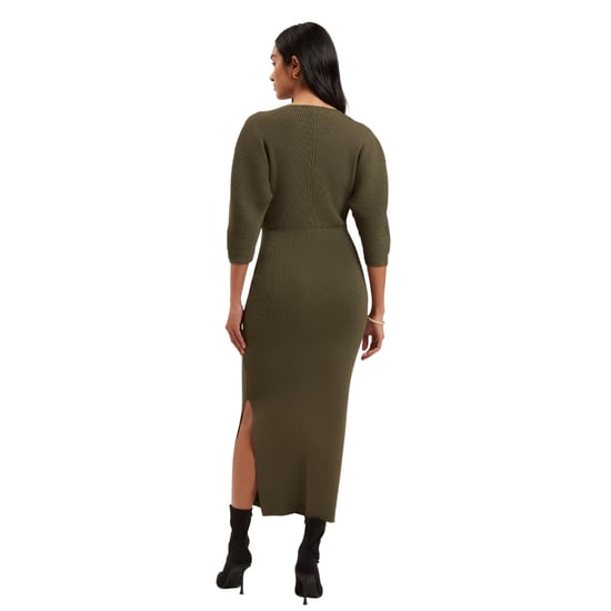 Vestido Largo De Punto Acanalado Esculpido Vanitha De Ted Baker En Verde Oscuro - Image 4