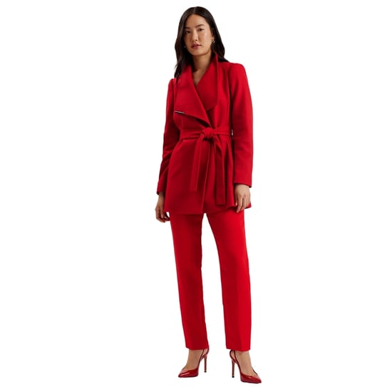 Abrigo Corto Cruzado De Lana Roja Con Cinturón De Ted Baker Rosess - Image 2