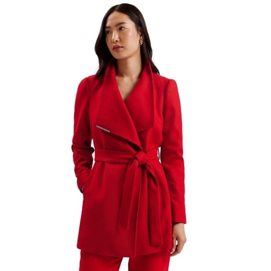 Abrigo Corto Cruzado De Lana Roja Con Cinturón De Ted Baker Rosess - Image 3