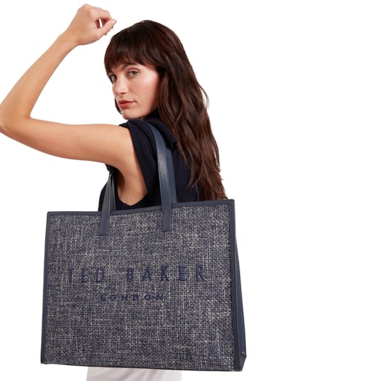 Bolso Ted Baker Tweekon Tweed Extragrande Azul Marino Con Icono - Image 4