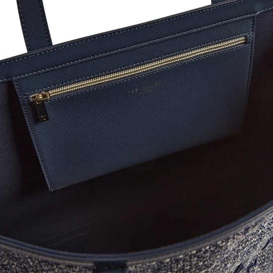 Bolso Ted Baker Tweekon Tweed Extragrande Azul Marino Con Icono - Image 5