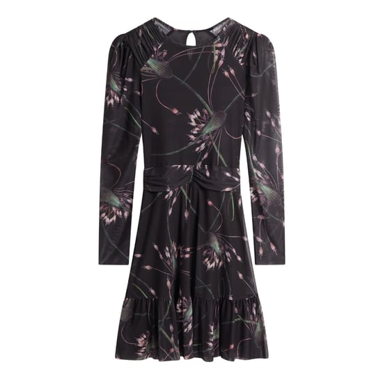 Minivestido Negro De Malla Con Hombros Fruncidos Ted Baker Sannde - Image 1