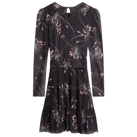 Minivestido Negro De Malla Con Hombros Fruncidos Ted Baker Sannde - Image 2