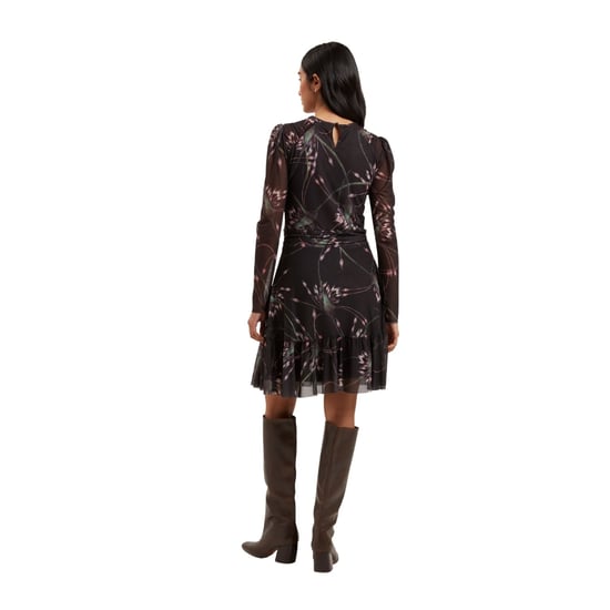 Minivestido Negro De Malla Con Hombros Fruncidos Ted Baker Sannde - Image 5