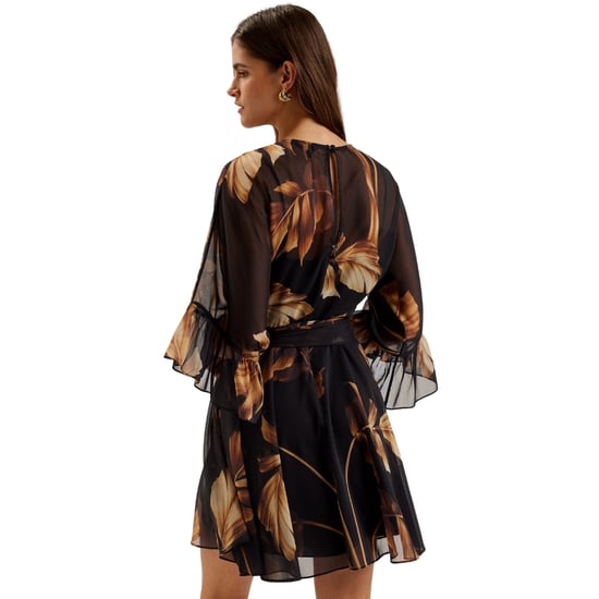 Minivestido Negro Transparente Con Mangas Con Detalle De Volantes De Ted Baker Elster - Image 3