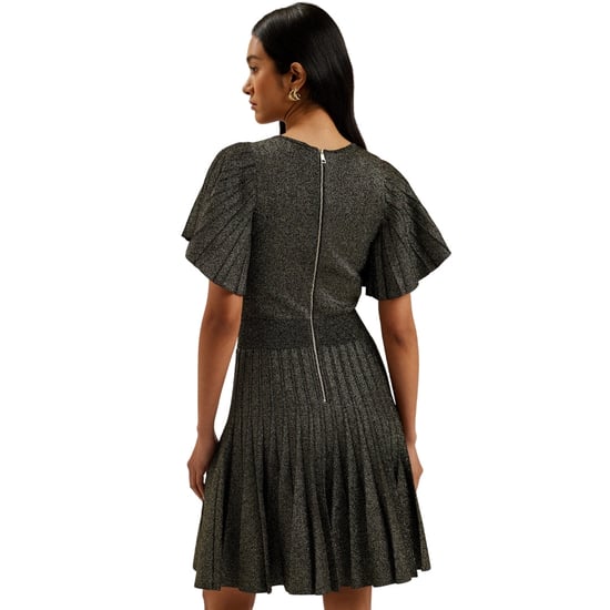 Vestido De Punto Negro Con Mangas Acampanadas Estilo Ángel Metalizado Madison De Ted Baker - Image 3