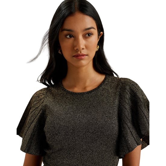 Vestido De Punto Negro Con Mangas Acampanadas Estilo Ángel Metalizado Madison De Ted Baker - Image 6