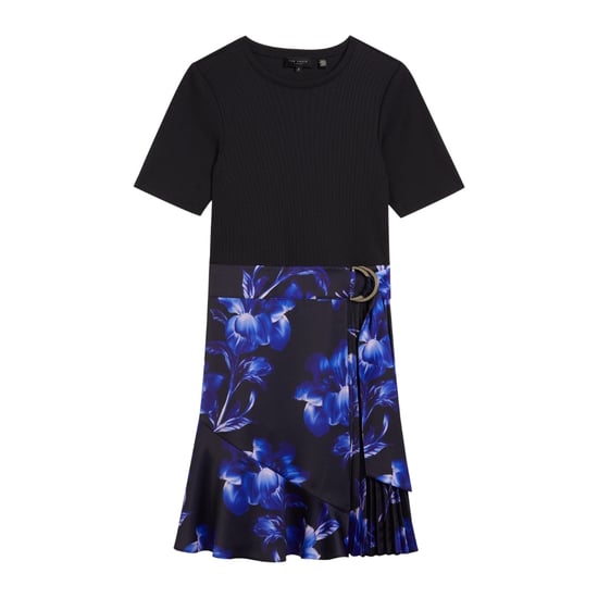 Vestido Azul Marino Con Corpiño De Punto Estampado Tejido Malisaa De Ted Baker - Image 1