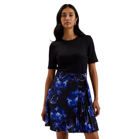 Vestido Azul Marino Con Corpiño De Punto Estampado Tejido Malisaa De Ted Baker - Image 2