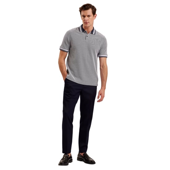 Polo Azul Marino Texturizado De Corte Regular Ted Baker Phenes - Image 3