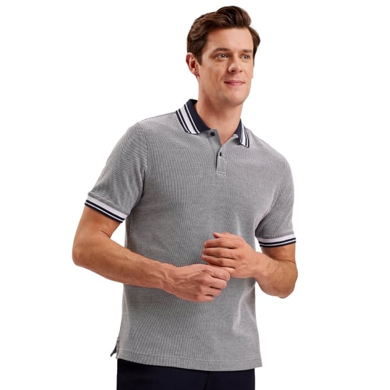 Polo Azul Marino Texturizado De Corte Regular Ted Baker Phenes - Image 4