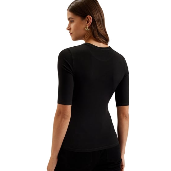 Top Negro Ajustado De Manga Tres Cuartos Con Estampado Floene De Ted Baker - Image 3