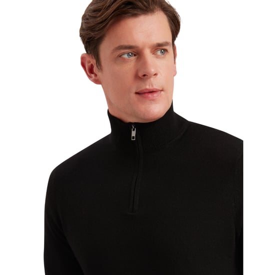 Jersey Negro De Media Cremallera Con Lana Merino Limehas De Ted Baker - Image 4