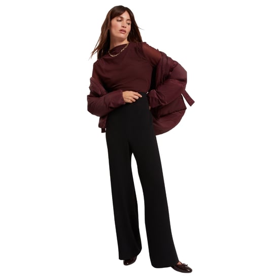 Pantalón De Crepé Negro De Pierna Ancha Con Detalle De Ribete Gorjja De Ted Baker - Image 4
