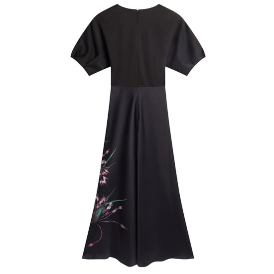 Vestido Negro Satinado Con Corpiño De Punto Estampado De Ted Baker Sado - Image 2