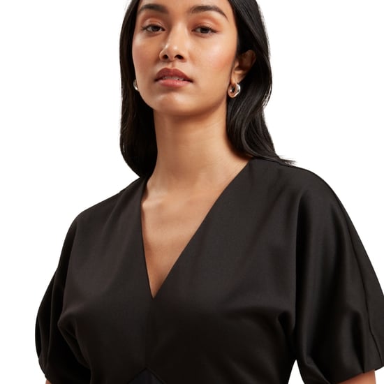 Vestido Negro Satinado Con Corpiño De Punto Estampado De Ted Baker Sado - Image 5