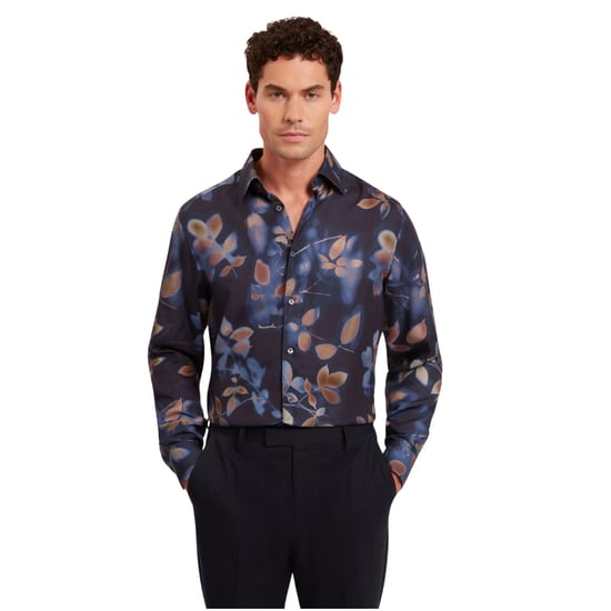 Camisa Azul Marino Con Estampado De Sombra De Hojas Y Corte Regular Ted Baker Kalmill - Image 2