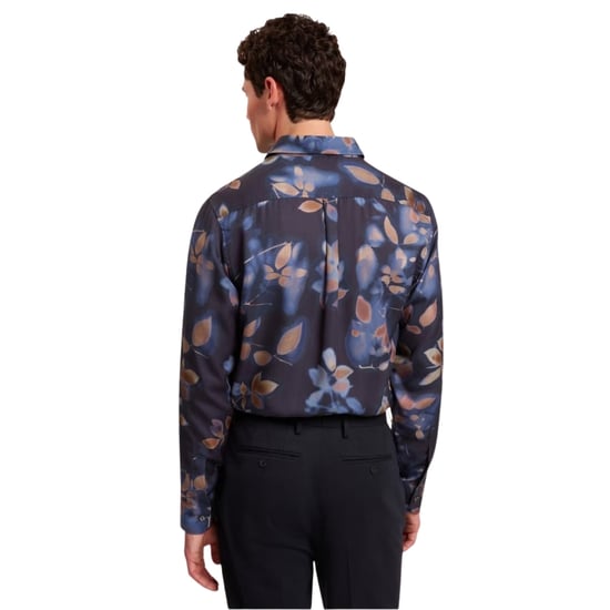 Camisa Azul Marino Con Estampado De Sombra De Hojas Y Corte Regular Ted Baker Kalmill - Image 3