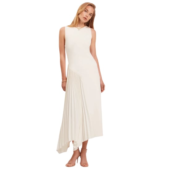 Vestido De Punto Sin Mangas Color Marfil Ted Baker Azzina Con Panel Plisado - Image 2