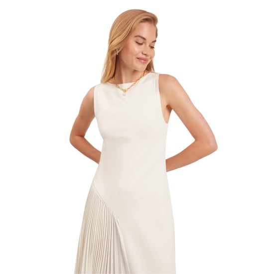 Vestido De Punto Sin Mangas Color Marfil Ted Baker Azzina Con Panel Plisado - Image 3