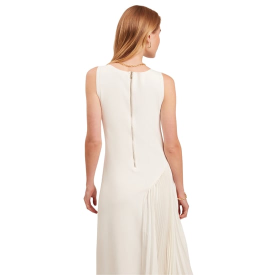 Vestido De Punto Sin Mangas Color Marfil Ted Baker Azzina Con Panel Plisado - Image 4