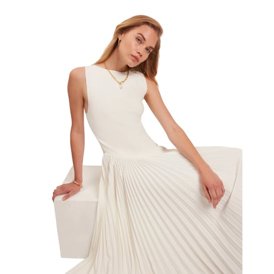 Vestido De Punto Sin Mangas Color Marfil Ted Baker Azzina Con Panel Plisado - Image 6