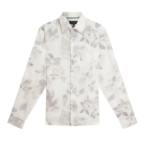Camisa Blanca Ted Baker Kalmill De Corte Regular Con Estampado De Sombra De Hojas - Image 1