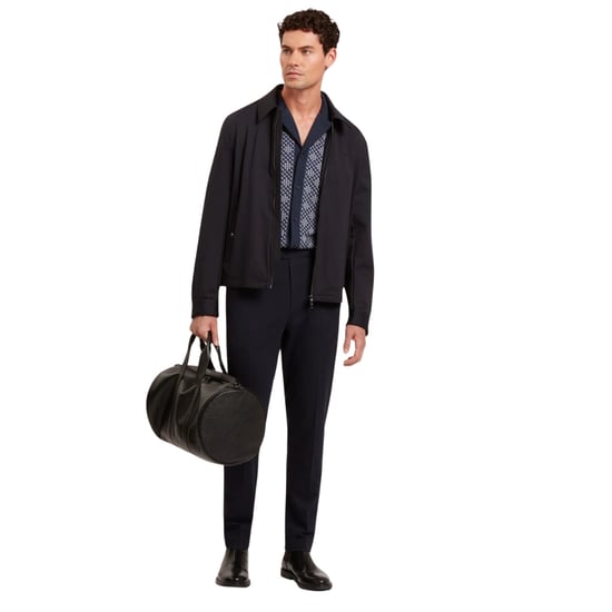 Camisa De Punto Azul Marino Con Botones Y Estampado De Rombos Ted Baker Danlibe - Image 4