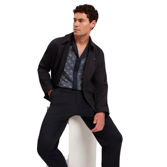 Camisa De Punto Azul Marino Con Botones Y Estampado De Rombos Ted Baker Danlibe - Image 5
