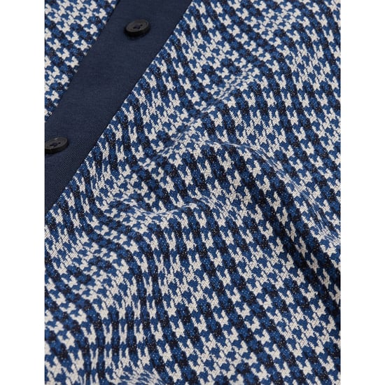Camisa De Punto Azul Marino Con Botones Y Estampado De Rombos Ted Baker Danlibe - Image 6
