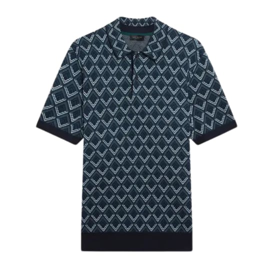 Polo Azul Marino De Punto Jacquard Geométrico Melvvin De Ted Baker - Image 1