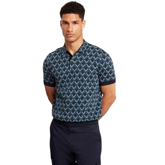 Polo Azul Marino De Punto Jacquard Geométrico Melvvin De Ted Baker - Image 2
