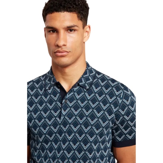 Polo Azul Marino De Punto Jacquard Geométrico Melvvin De Ted Baker - Image 3